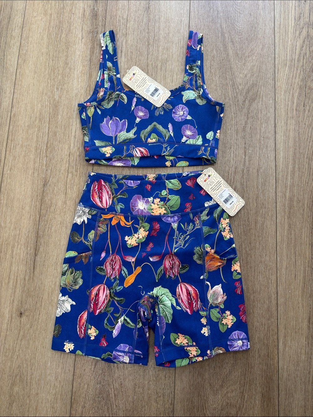 Women owned Alder Floral Active Tank and Shorts